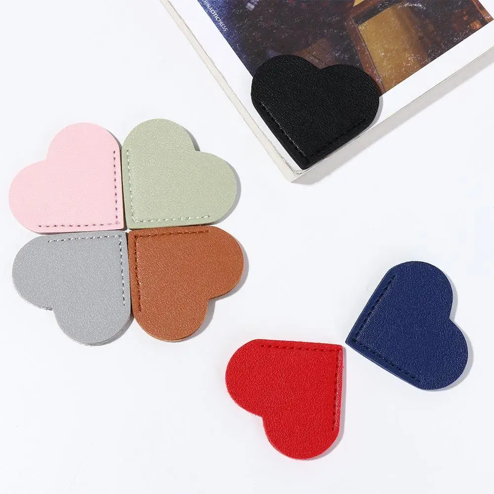 Portable Heart-shaped Corner Page Marker Vintage Multicolor Leather Bookmark Durable Handmade Book Page Marker Students