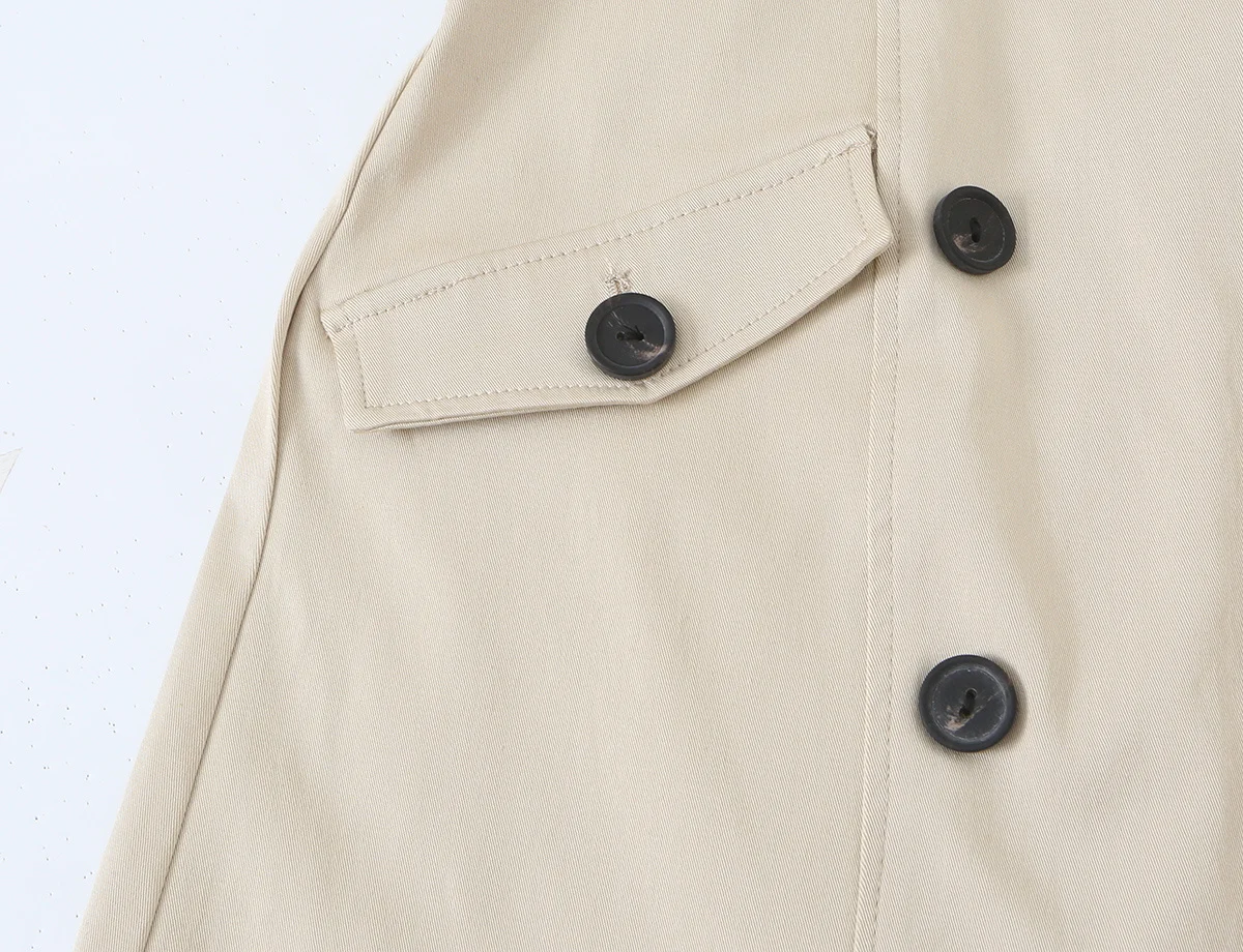 Elegantes Damenkleid, ärmellos, sexy Cut-Out, figurbetontes Mini-Kleid für Dates, schickes, doppelt getragenes Trenchcoat-Stil Damenkleid, neu. – Detail 7