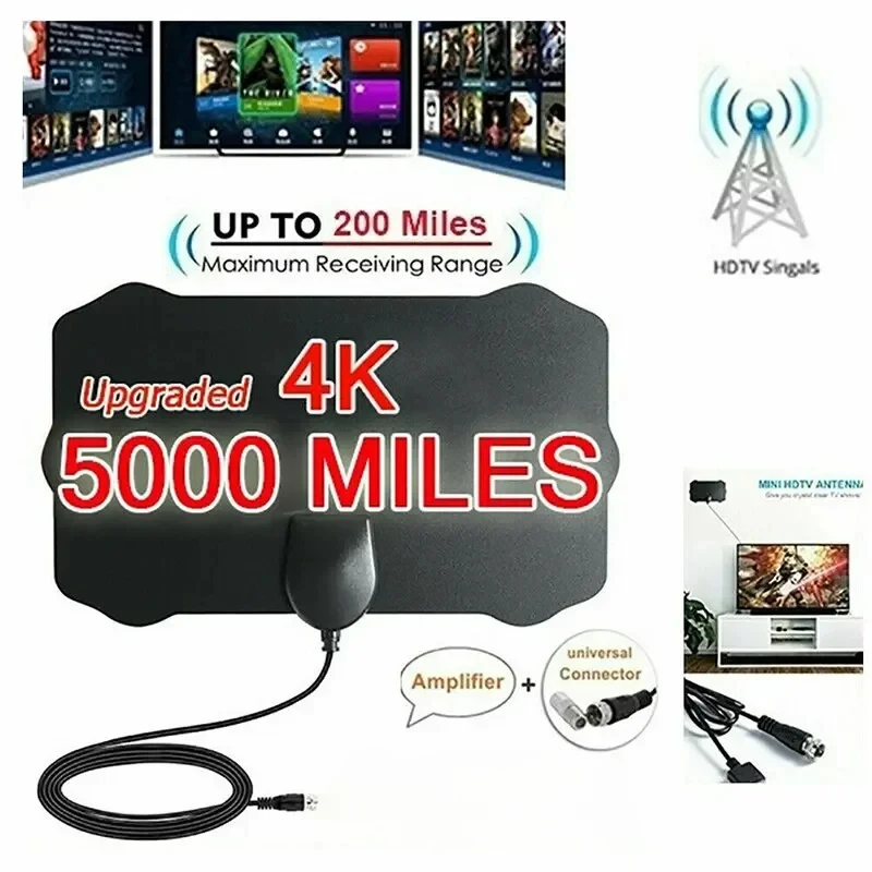 5000 Miles HD 8K 4K 1080P Indoor Digital TV Antenna 25DB HDTV Antena DVB-T DVB-T2 Cable TV Antena UHF VHF DTV Tv Antennas Aerial