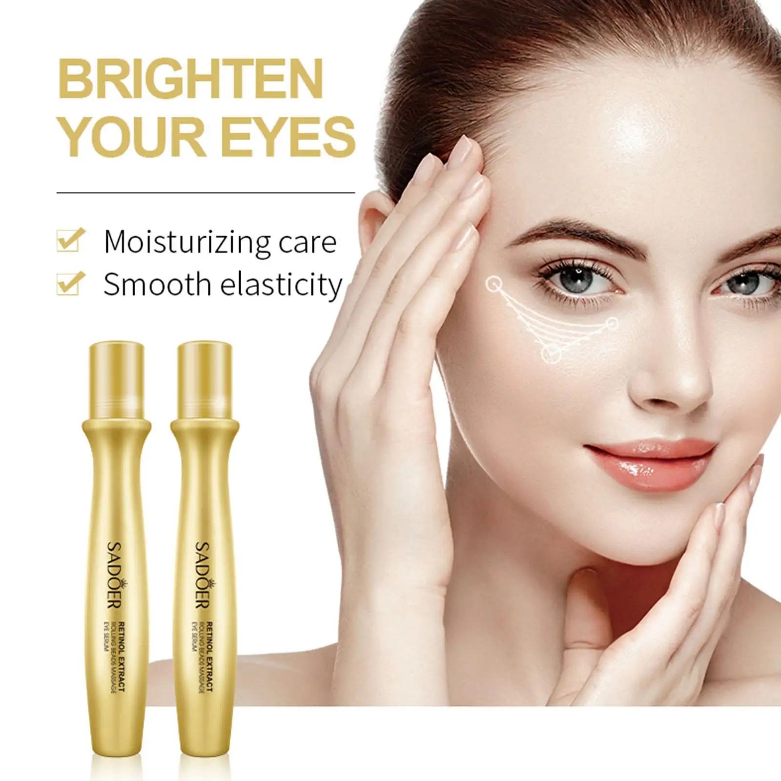 24K Gold Bright Eye Roller Eye Cream Hydrating Moisturizing Removal Dark Care Anti Eye Circles Eye 15ml Serum S5X5