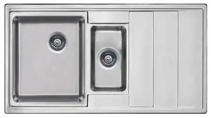 1.5-cell recessed sink with draining steel 97x50cm satin