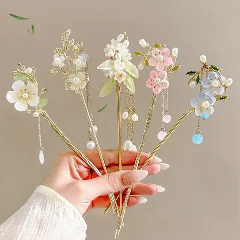 1pc Elegant Chinese Style Flower Butterfly Tassel Hairpin Vintage Hair Tool Daily Wear Holiday Gift Women Jewelry Hair Accessory