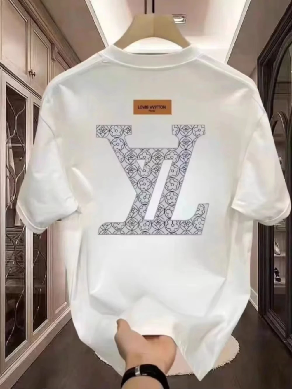 T-shirt da uomo di fascia alta a maniche corte di marca classica stampata in puro cotone casual versatile girocollo camicia a maniche corte 2025 Nuovo