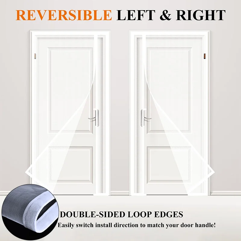 White Side Opening Mosquito Proof Door Curtain Magnetic Suction Design Invisible Mosquito Proof no Need for Drilling Installat