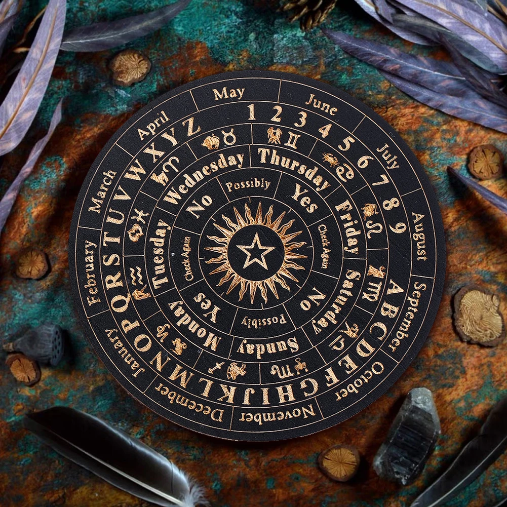 3.9inch Star Pendulum Board Wooden Dowsing Divination Metaphysical Message Plate Coaster Witchcraft Altar Supplies for Beginner