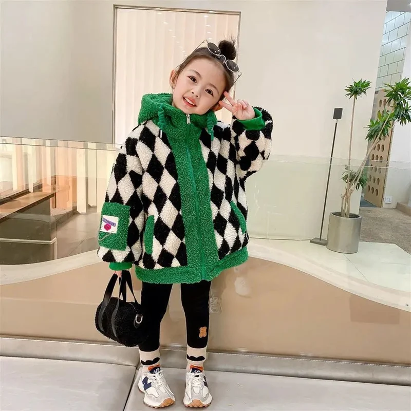 Girls Kids Coat Jacket Overcoat Cotton 2022 Beauty Warm Plus Thicken Velvet Winter Sports Teenager School Children's Clothing