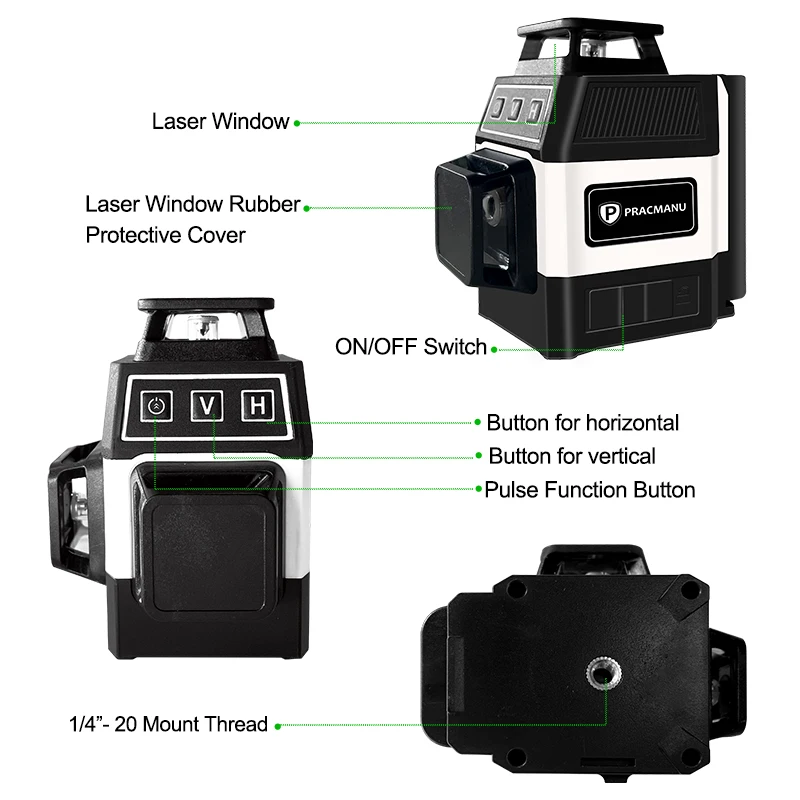 Pratico Mini livello Laser 3D/4D raggio verde 12/16 linee livello Laser autolivellante con telecomando