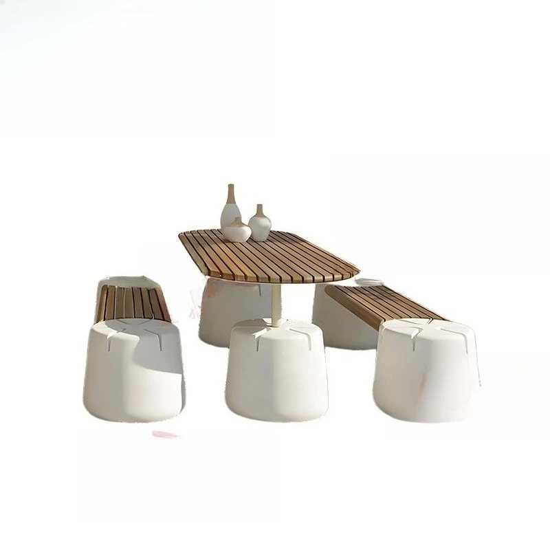 FRP outdoor tables and chairs, anticorrosive wood and rust-proof dining table for courtyard balcony, customizable color