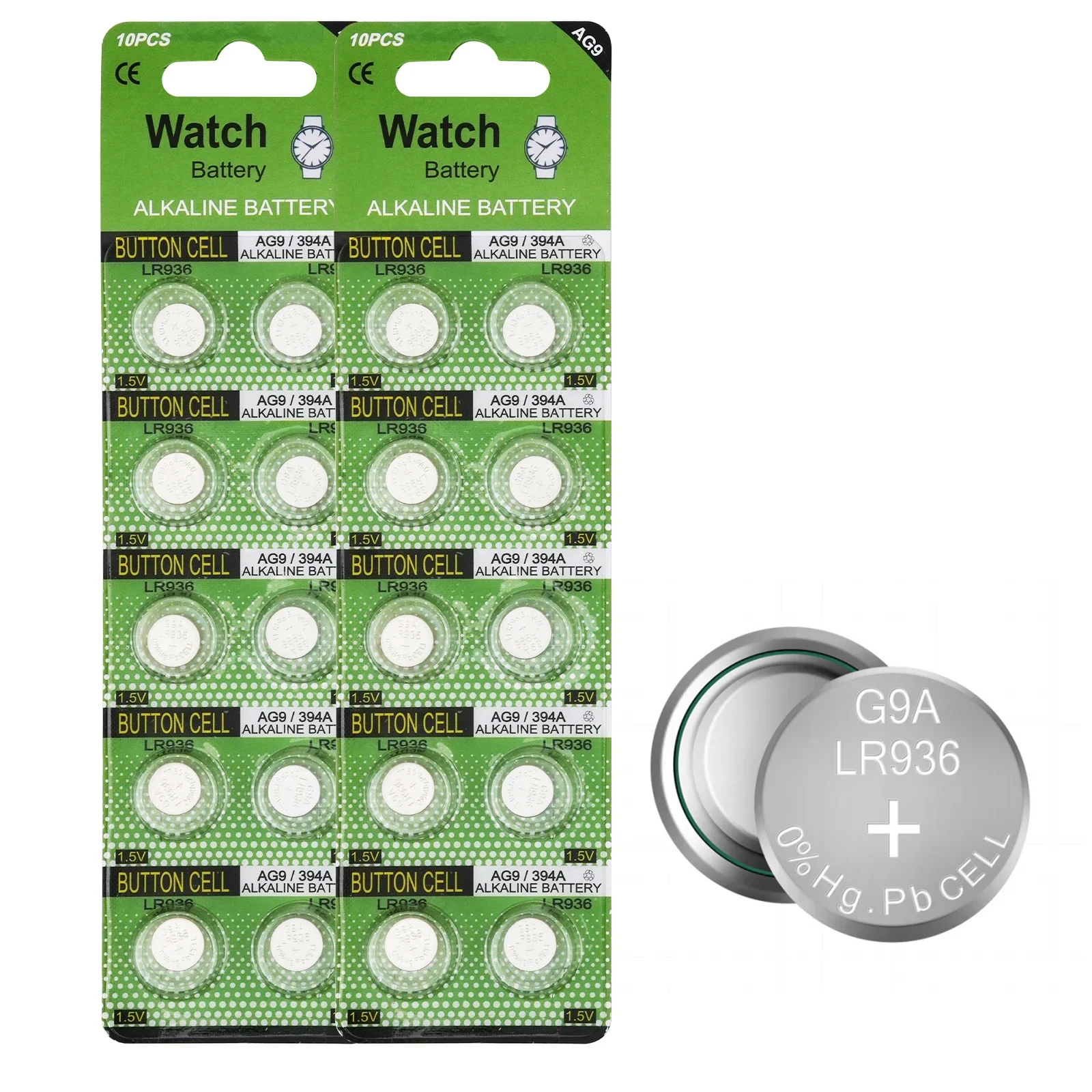 Button Cell Battery LR936 AG9 1.5V 10-100PCS SR66 SG9 SR936 SR936SW 394A Coin Cells Stable Power For Calculator Watch Toy