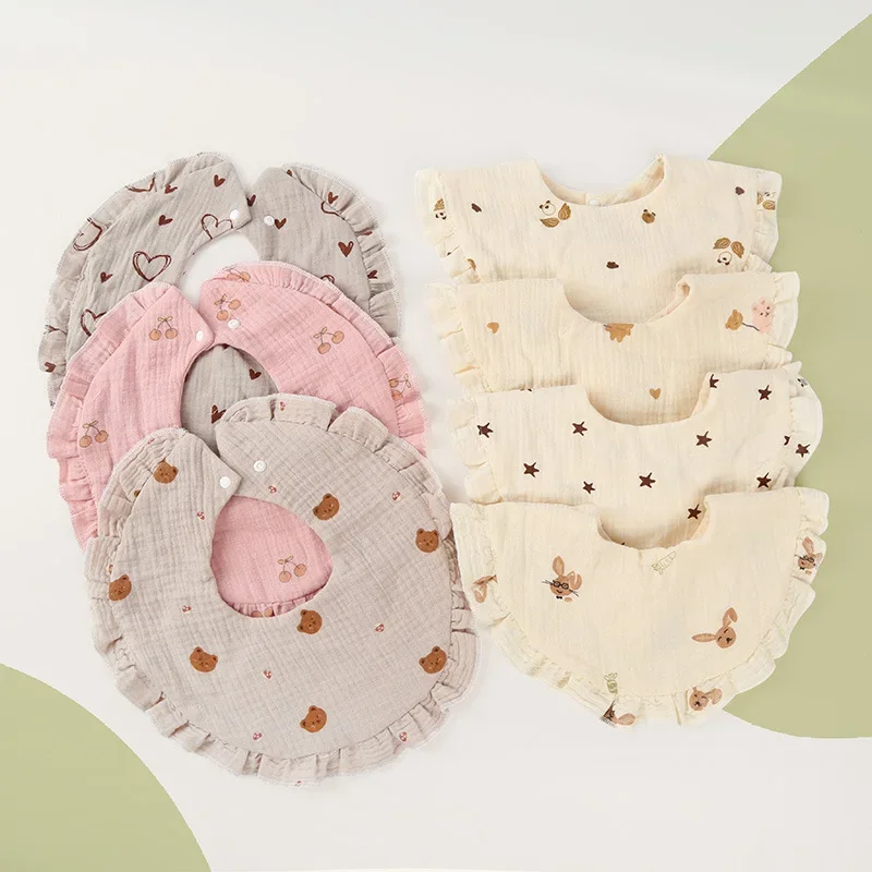 Baby Wave Shape Feeding Bib Bandana Burp ผ้าผ้าพันคอพิมพ์ผ้าฝ้ายนุ่มดูดซับผ้าเช็ดตัวผ้ากันเปื้อนระบายอากาศ