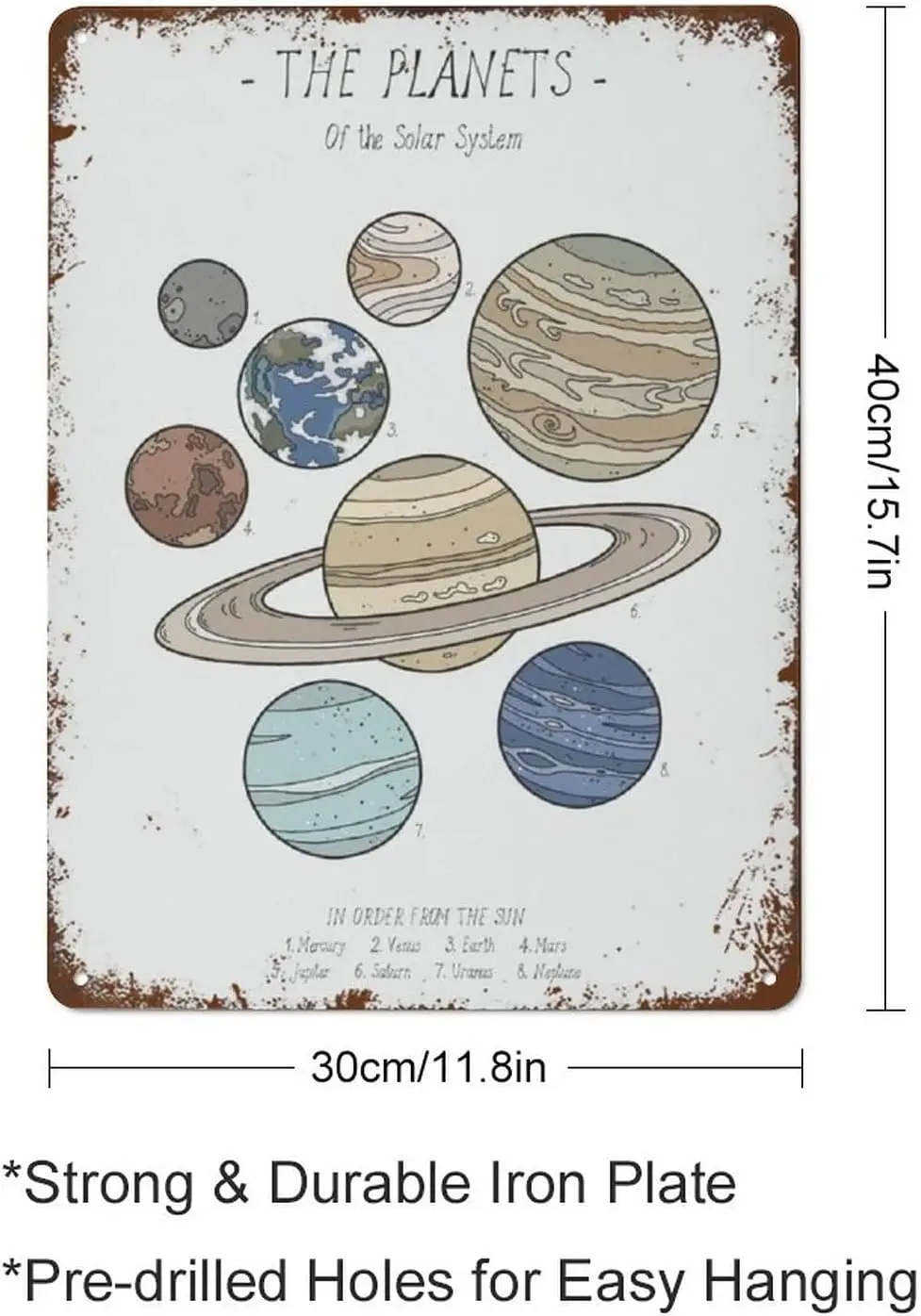 Planet Print Solar System Poster Outer Space Astronomy Science Educational Poster Kids Room D Retro Garden Metal Tin