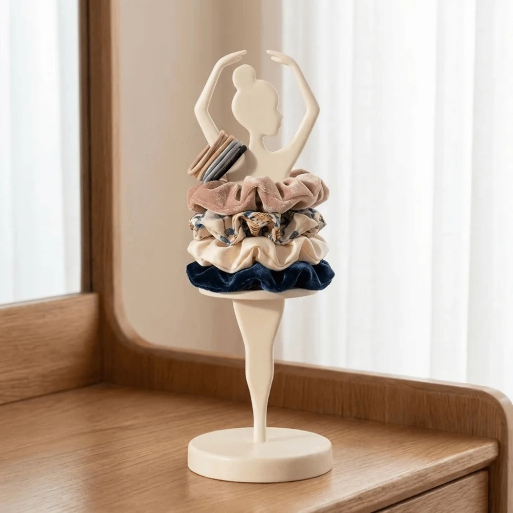 3D Printed Ballet Dancer Scrunchie Holder Decorative Space Saving Hair Tie Storage Rack Plastic Jewelry Display Rack