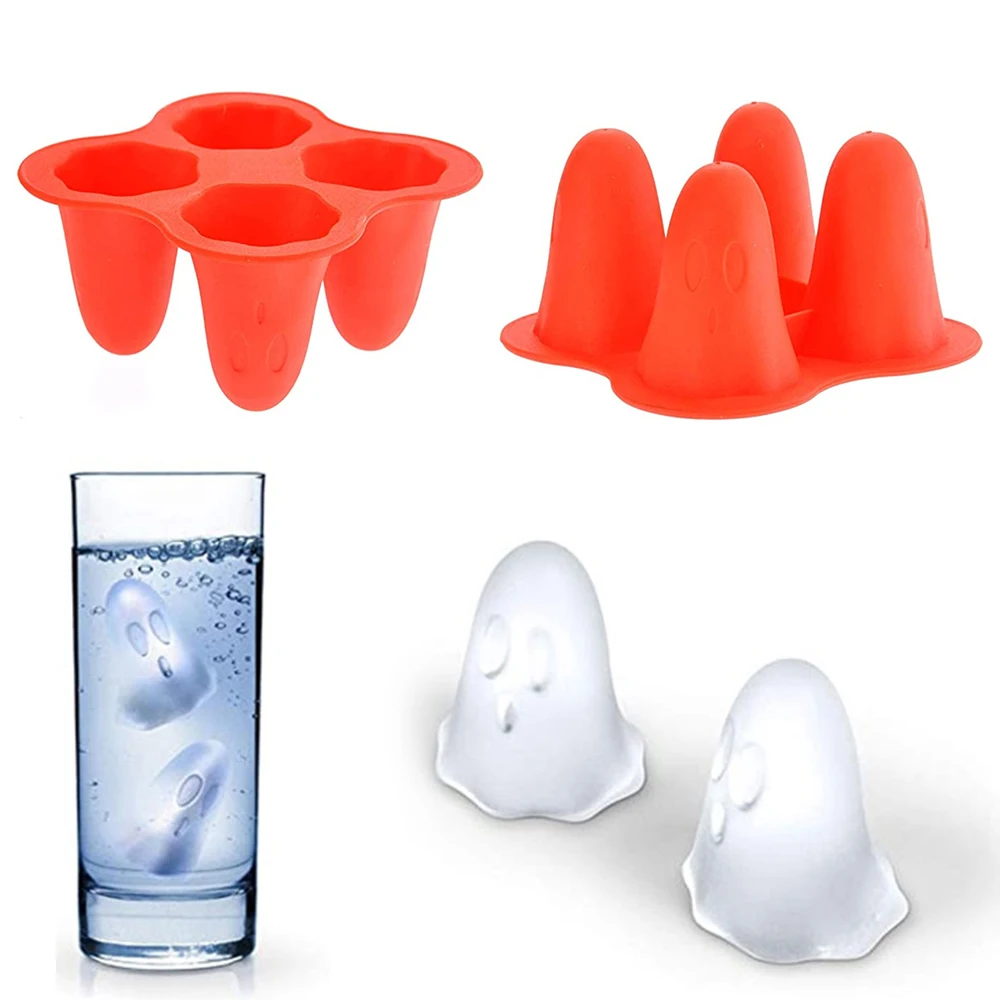 Silicone Ice Block Molds Ghost Ice Cube Halloween Wine Cup Decoration Easy Use Reusable Bar Beer Home Summer Beverage Kitchen