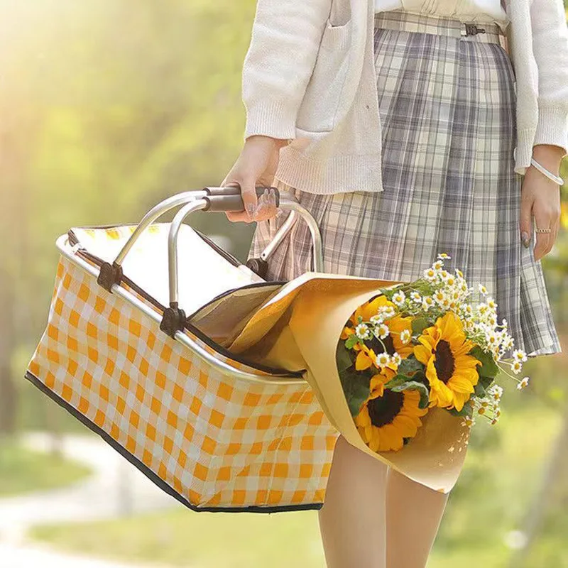 

New insulated picnic basket, folding outdoor ice pack, portable fast food bag, hand-held picnic shopping basket