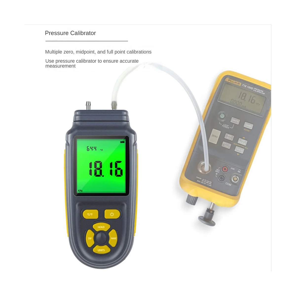 1Pcs ±100Psi Digital Handheld Manometer ±2768Wc HVAC Gas Pressure Tester Differential Dual Port Pressure Pressure Gauge