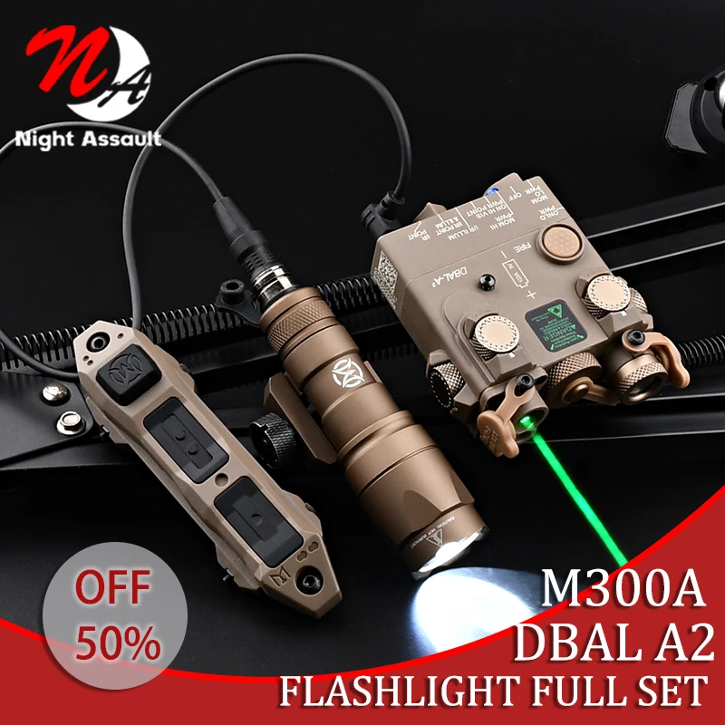 

WADSN Surefir M300 M300A Flashlight Airsoft Tactical DBAL A2 Laser Red Green Dot Sight Hunting Gun Weapon Accessories Dual Press