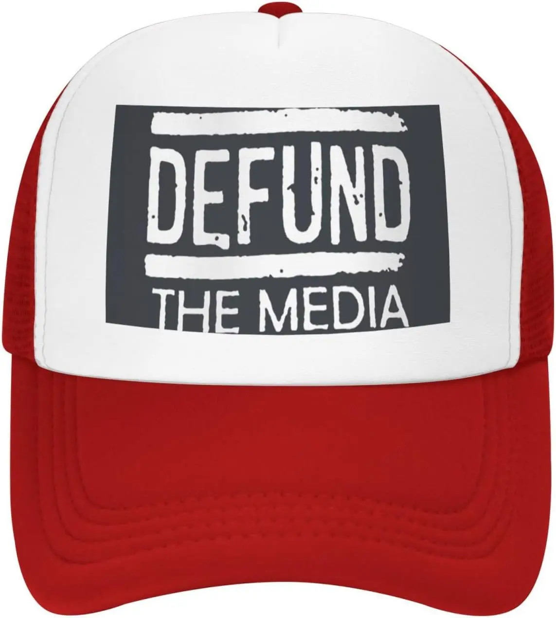 Defund The Media Trucker Hat Polyester Mesh Adjustable Baseball Cap Casual Adult Unisex