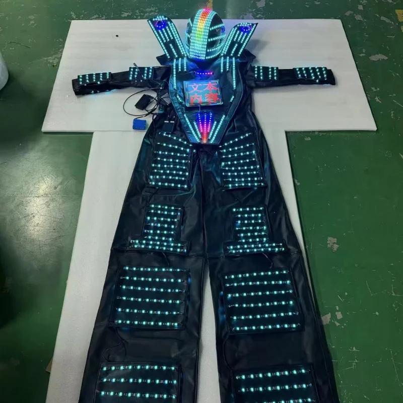 

Костюм-робот с LED-экраном на груди и шлеме, отображающий бегущую строку, полиэстер, унисекс, для взрослых, для бальных танцев и ходьбы на ходулях