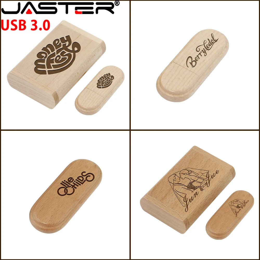 Imagem -04 - Usb 3.0 Flash Drives de Madeira com Caixa Pen Drive de Alta Velocidade Presente Criativo Disco u para Laptop 32gb 64gb 128gb 50 Pcs por Lote