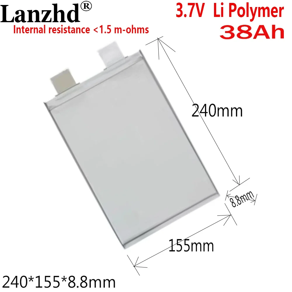 1-20pcs 3.7V Li polymer Soft pack battery Lipo 38Ah Pouch Cell For Racing Car Electric Motorcycle 240*155*8.5mm 85155240