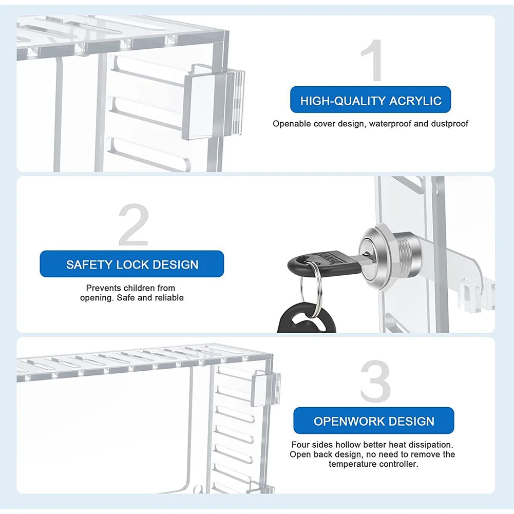 

Замок для термостата с ключом, прозрачная большая крышка термостата, акриловая настенная защита для термостата для домашнего термостата на стене