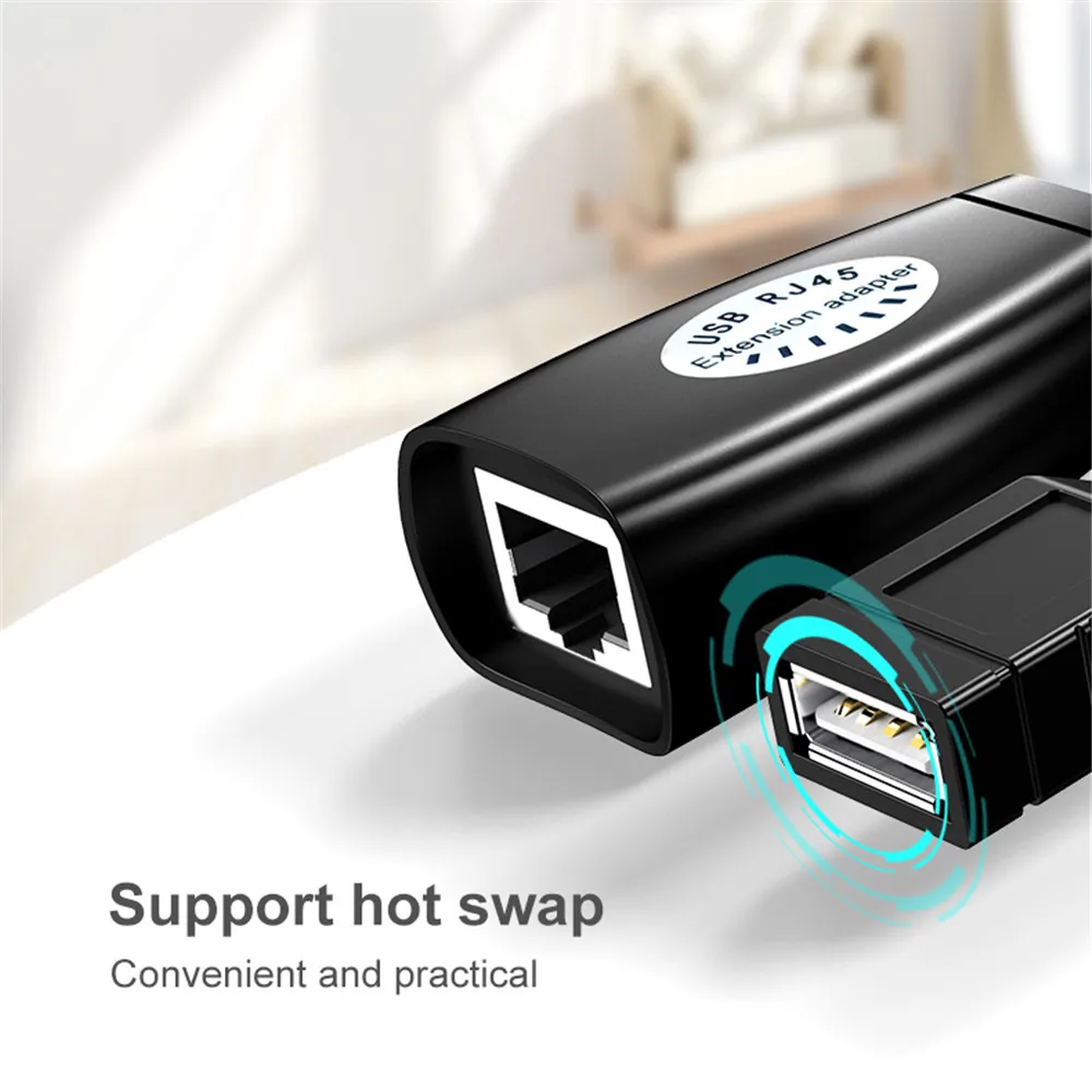 2 шт. USB-RJ45 LAN-кабель-удлинитель-адаптер-удлинитель через патч-корд Cat5 RJ45 Cat6, черные сетевые аксессуары