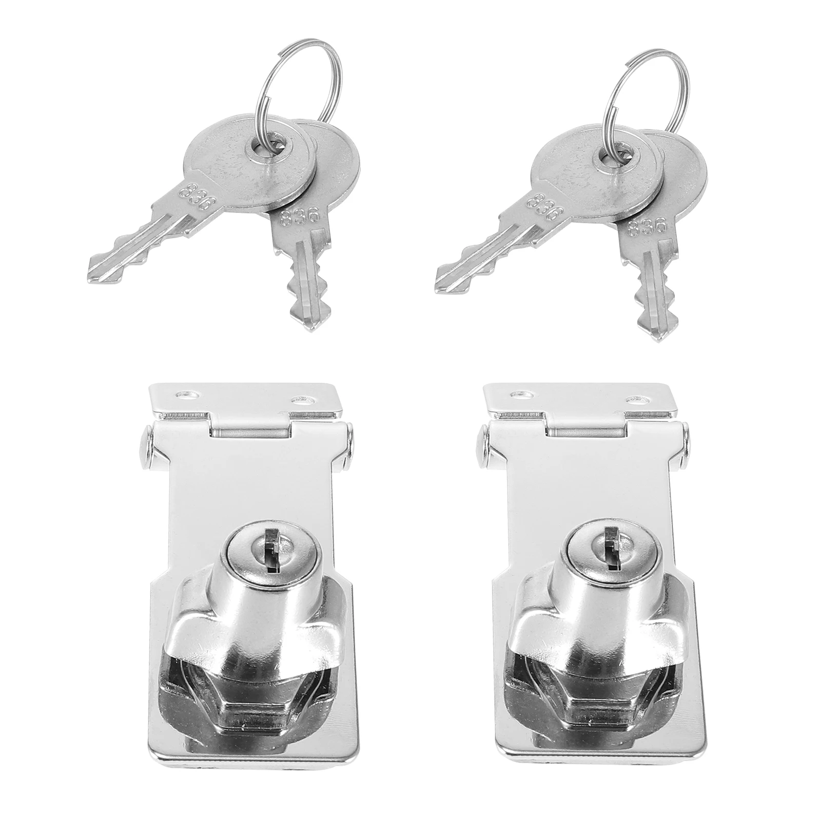 

2 Sets Keyed Buckle Locks Stainless Steel Hasp Latch for Cabinets Toolboxes Secure Small Doors Safe Practical Long Service Life