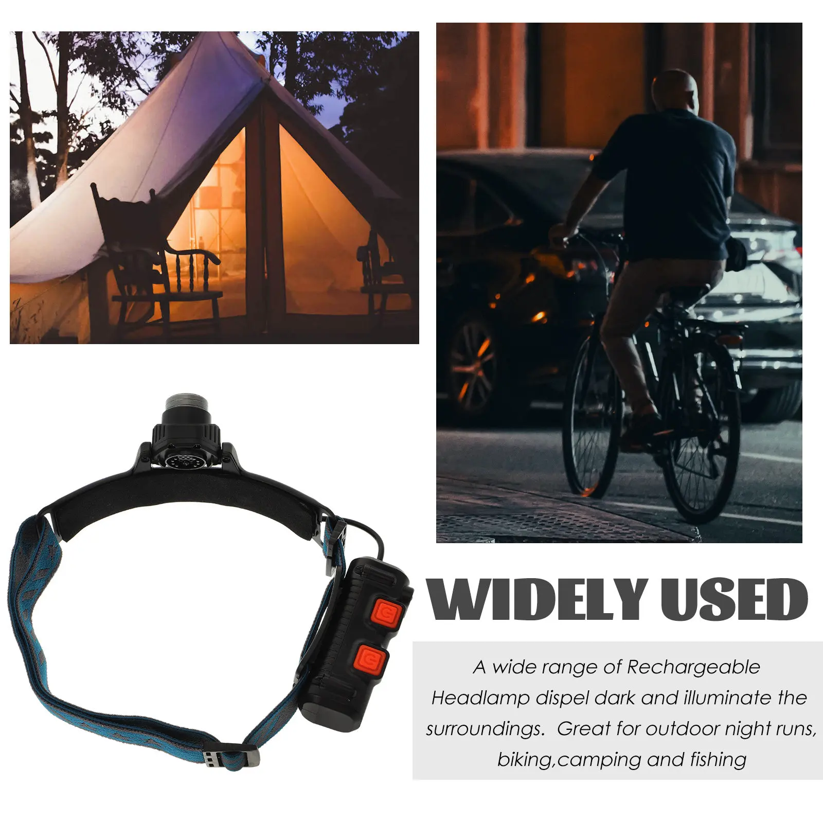 Rechargeable Headlamp LED Headlight Two Lights 1000 Lumen Wide Beam 500 Lumen Focused Outdoor Cycling Running Fishing Camping