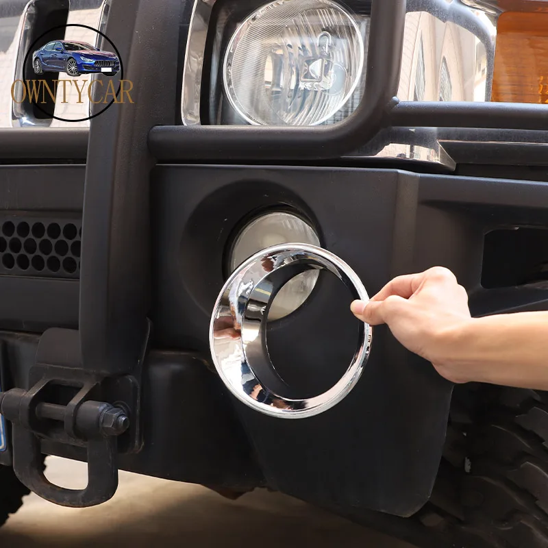 Cubierta de anillo de luz antiniebla delantera para coche Hummer H3 2005-2009, ABS, plata brillante/negro mate, accesorios para coche
