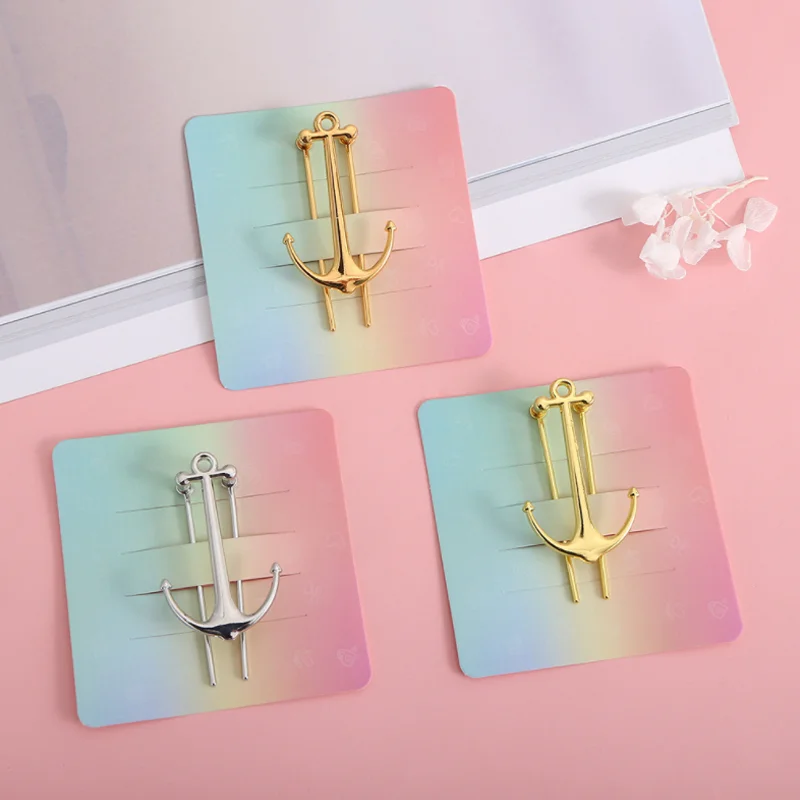 

Double Pole Anchor Bookmark Fun Student Label Metal Book Mark Page Folder Markers Office School Supplies Korea Stationery