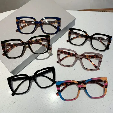 미니멀리스트 블루라이트 차단 안경 레오파드 색상 안경테 AC 블루라이트 차단 컴퓨터 안경