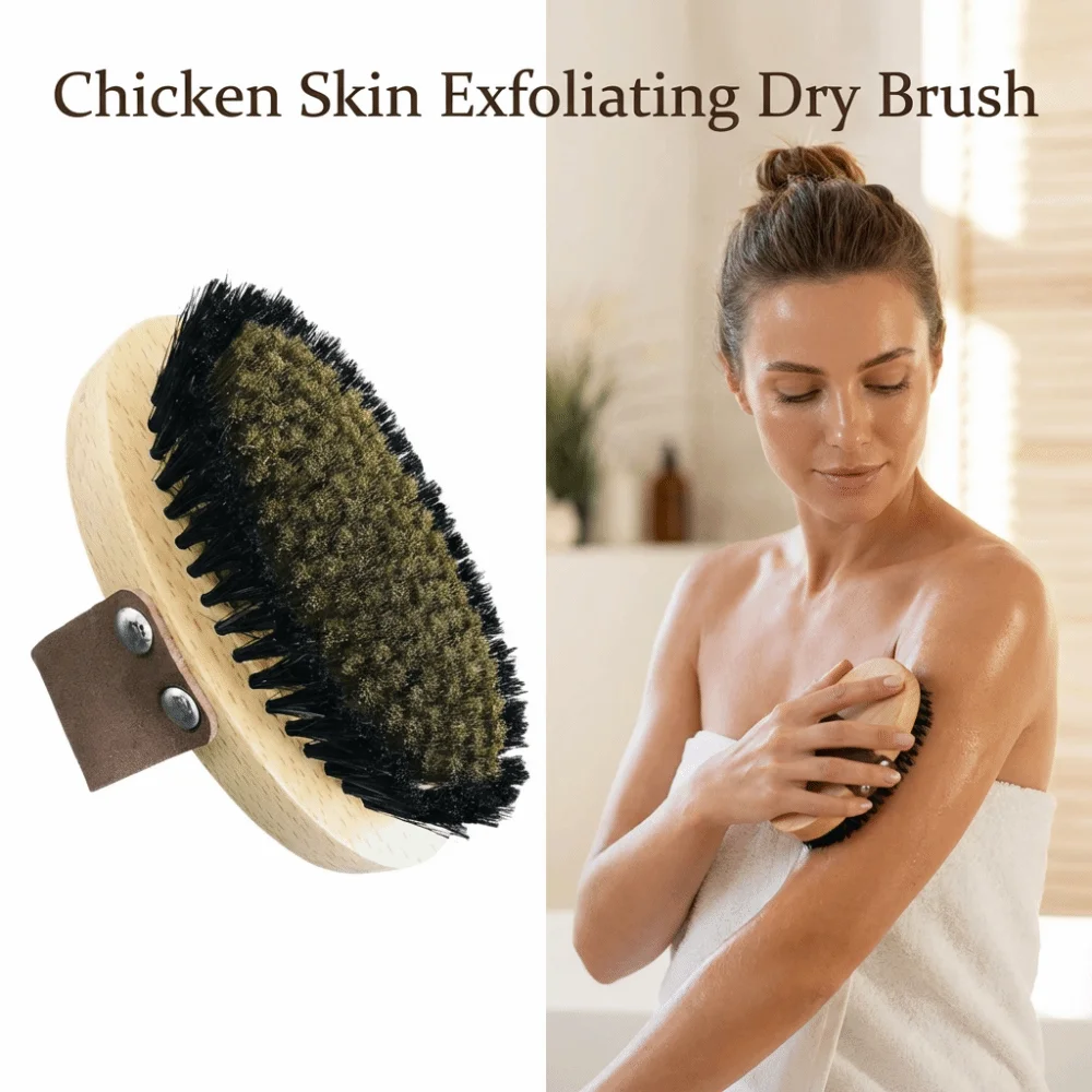 Wood Copper Wire Brush Dredging Body Bristle Chicken Skin Exfoliatin Dry Brush Deep Clean Control Blood Circulation