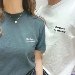 THE ENNOY PROFESSIONAL Letter Embroidery Japanese Style High Quality T-shirt Long Sleeved Men Women Unisex Cotton T-shirt