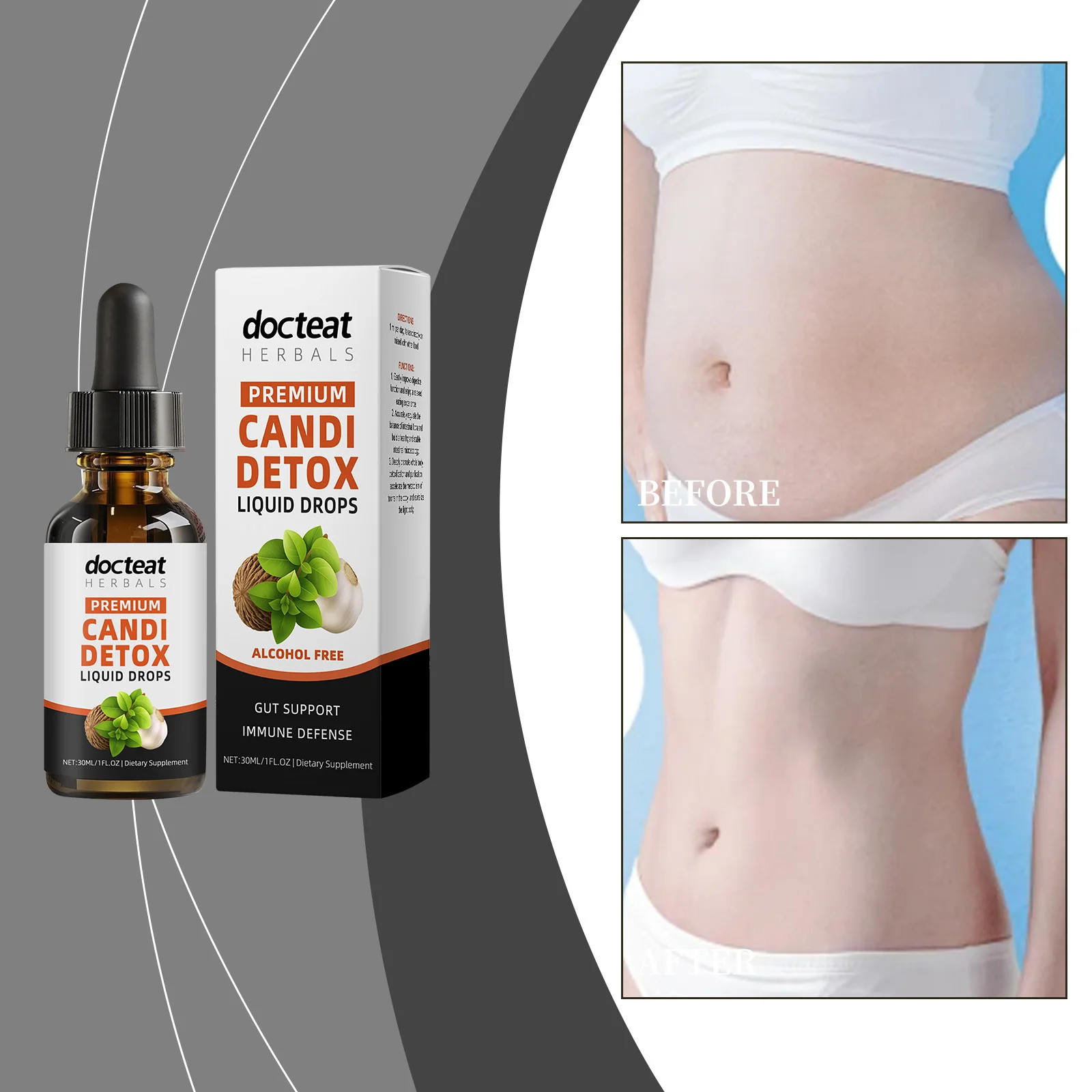 كانديدا كلينز ديتوكس للنساء والرجال - قطرات زيت الأوريجانو العضوية، حمض الكابريليك، الجوز الأسود، مكملات دعم كاندي من خشب الشيح