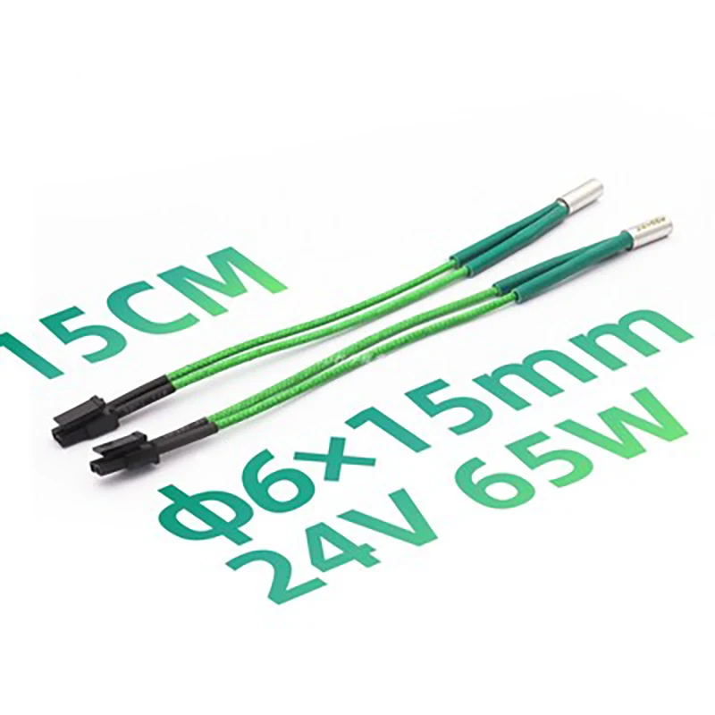 1/3PCS Green High Power 3D Printers Cartridge Heater 24V 65W φ6mm×15mm Heating Tube Rod for V0.1/1.8/2.4 Series 3D Printers Part