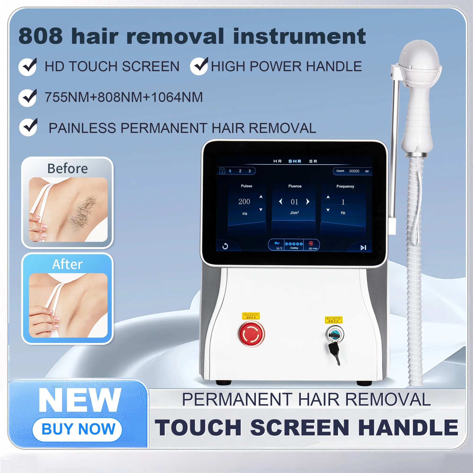 2024 Latest High Power Laser Hair Removal Machine Depiladora Laser 808NM Soft Skin Safe Pain Free Permanent Hair Removal