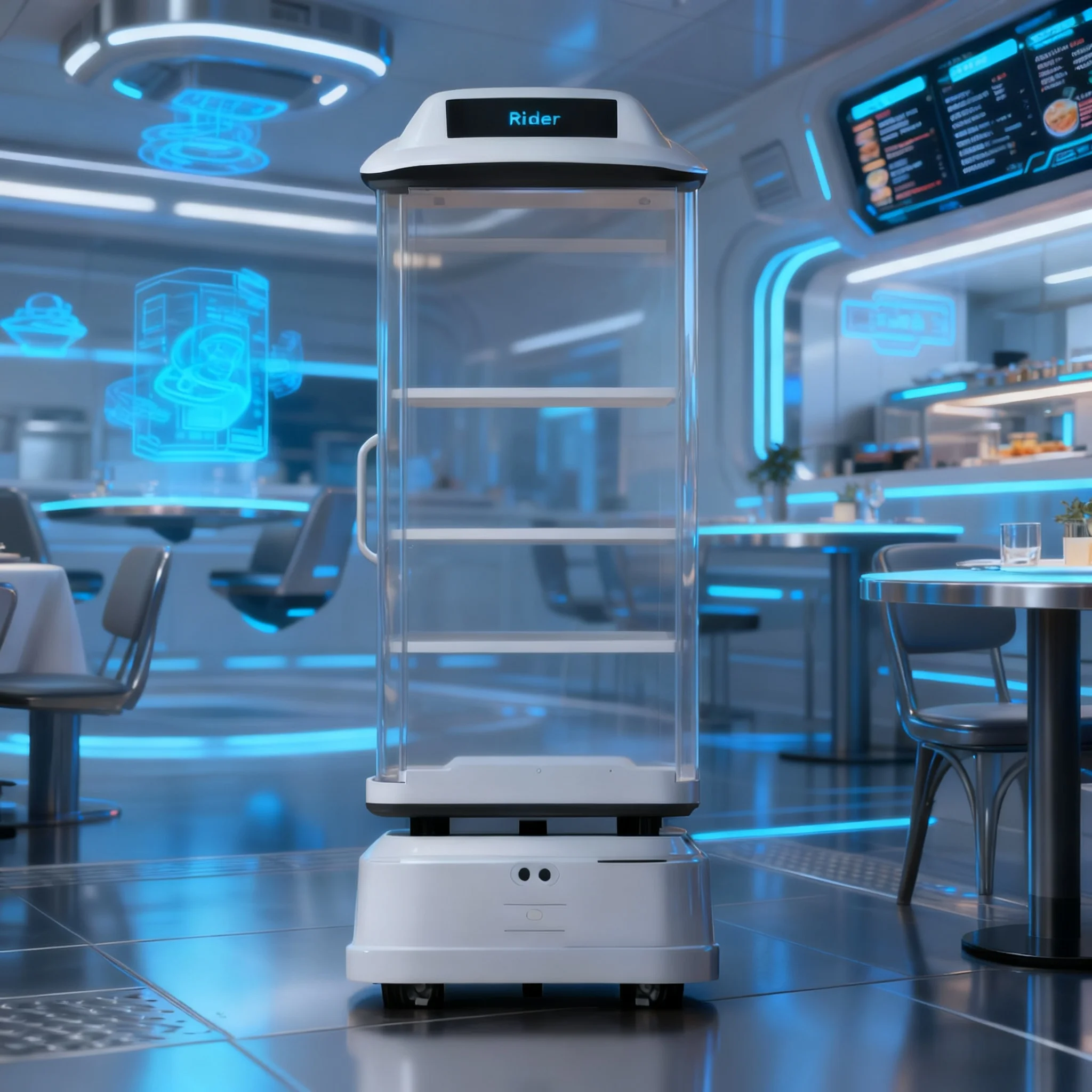 DishDolly AX1112 Robot : Intelligent Restaurant Smart Interactive Automatic Navigation Guide Greeting Service Delivery Robot
