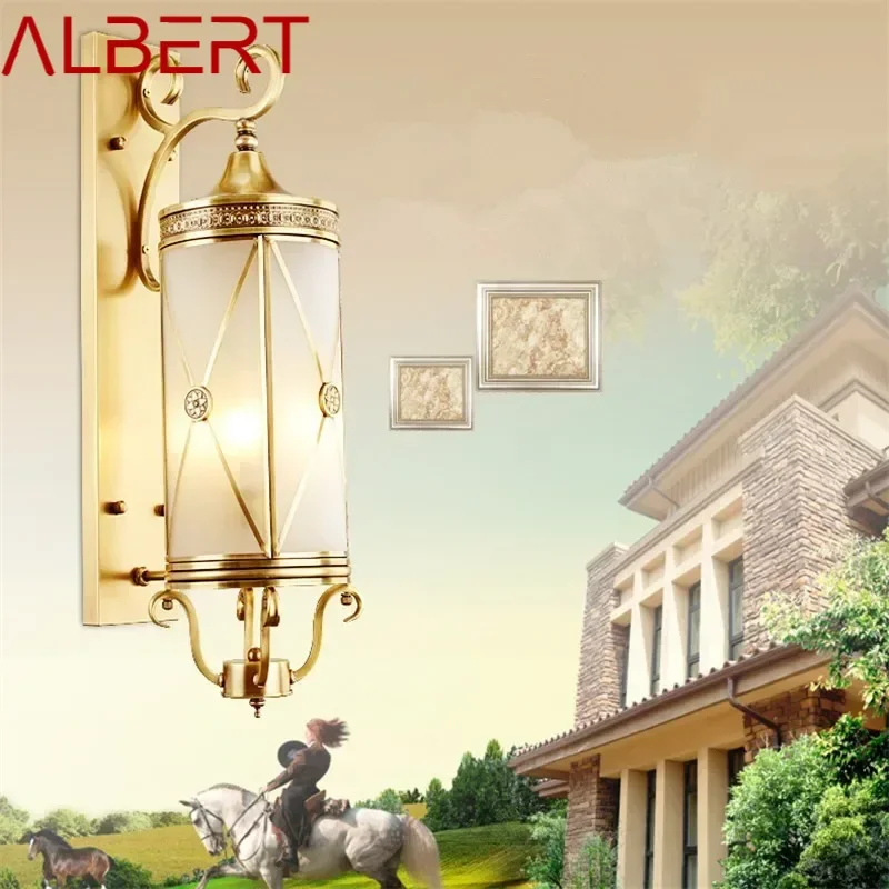 ALBERT Nordic Outdoor Brass Wall Light LED Copper Sconce Lamp Creative Design Decor for Home Courtyard Corridor Aisle