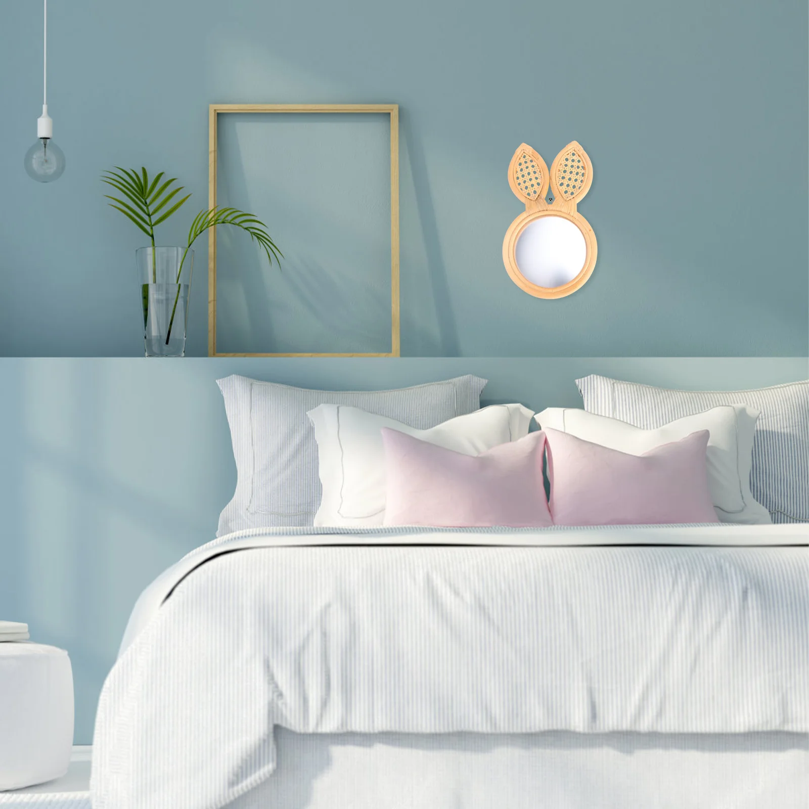 

1Pcs Decorative Rattan Makeup Mirror Woven Wall Hanging Mirror for Home Bedroom Bathroom Interior Wall Art Home Decor