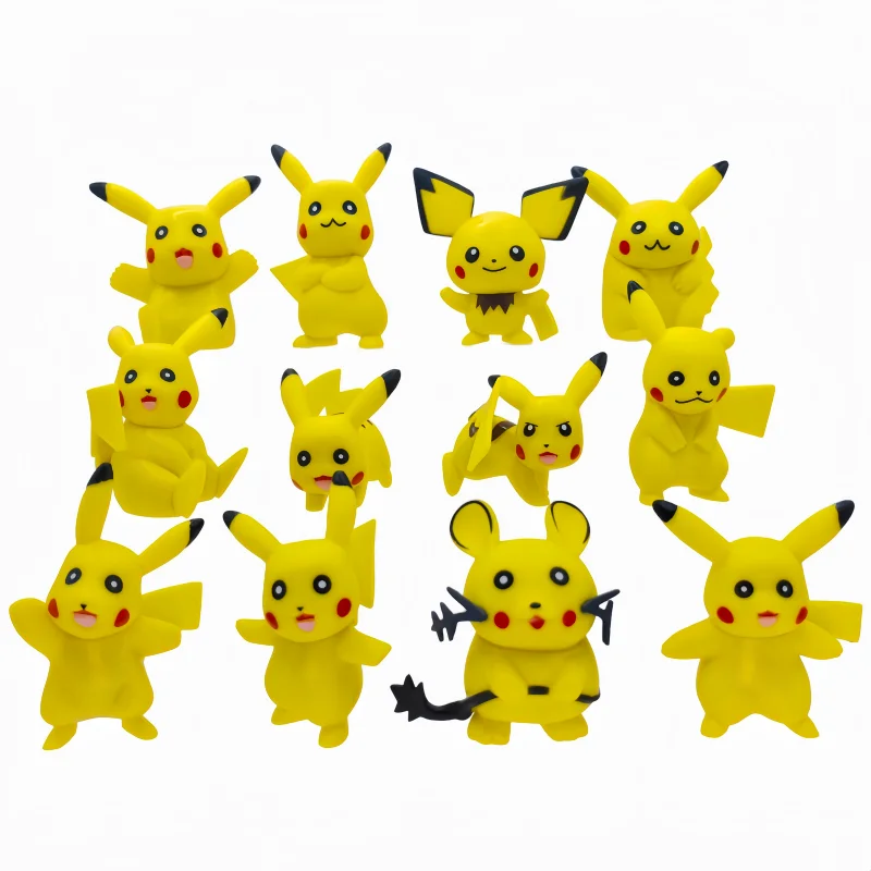 

12pcs/set Pikachu Action Figure PVC Model Toys Pokemon Cake Topper Decora Kawaii Anime Figure Party Supplies Kid Birthday Raichu
