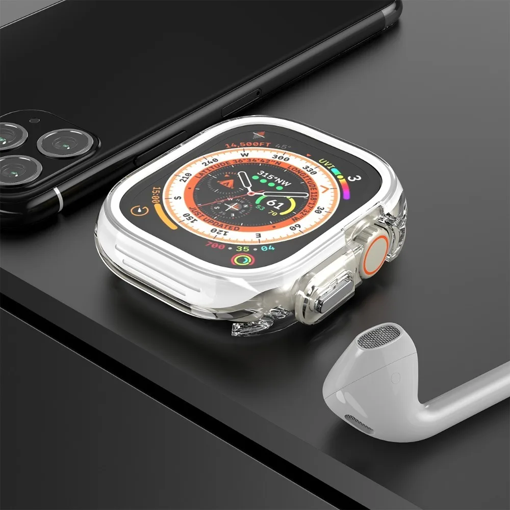 TPU Case for Apple Watch Cover 46mm 42mm 45mm 44mm 41mm 40mm Hollow Transparent Two Color Shell for iWatch 11 10 9 8 7 6 5 4 SE