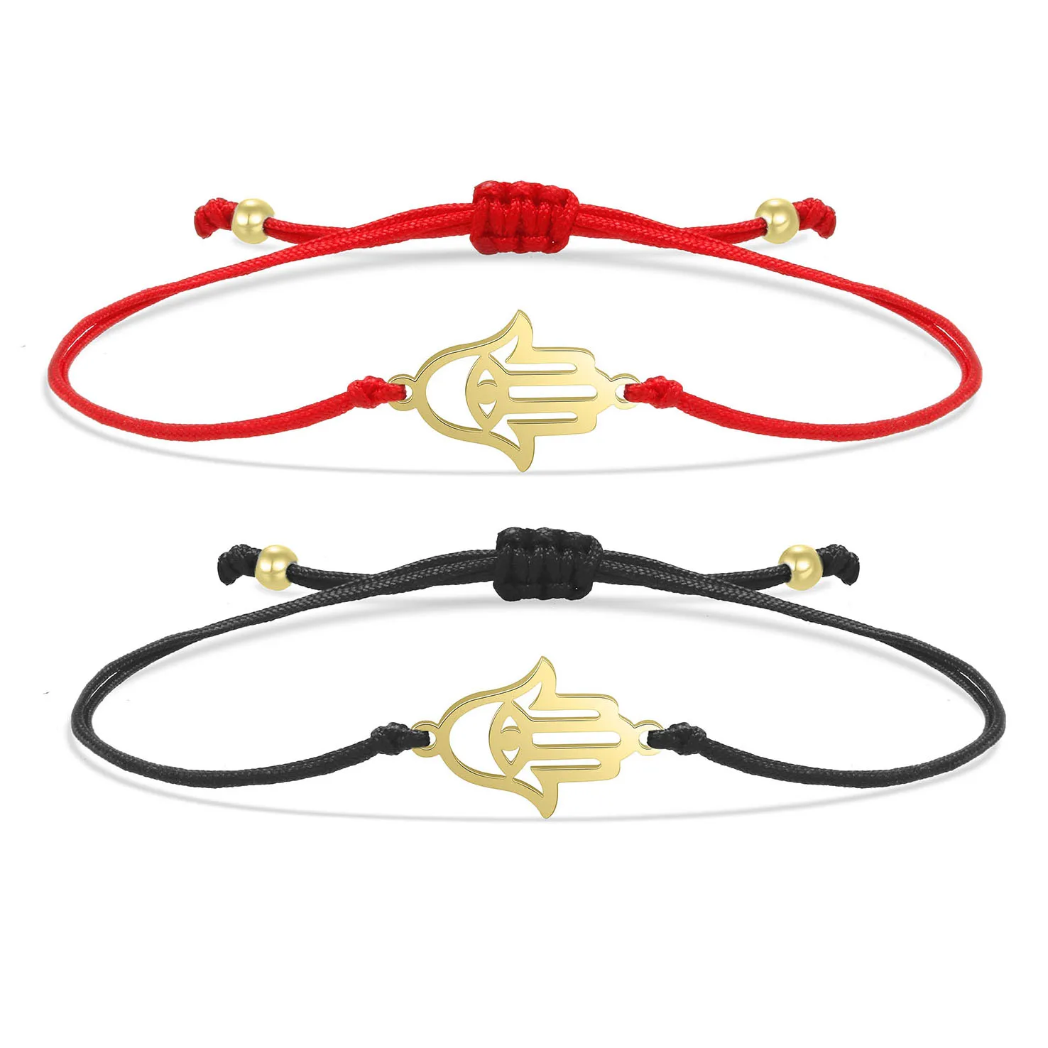 Gold-plated Stainless Steel  Hamsa Hand Charm Bracelet Women Girl 2025 New Fashion Simple Red String Luck Protect Jewelry Gift