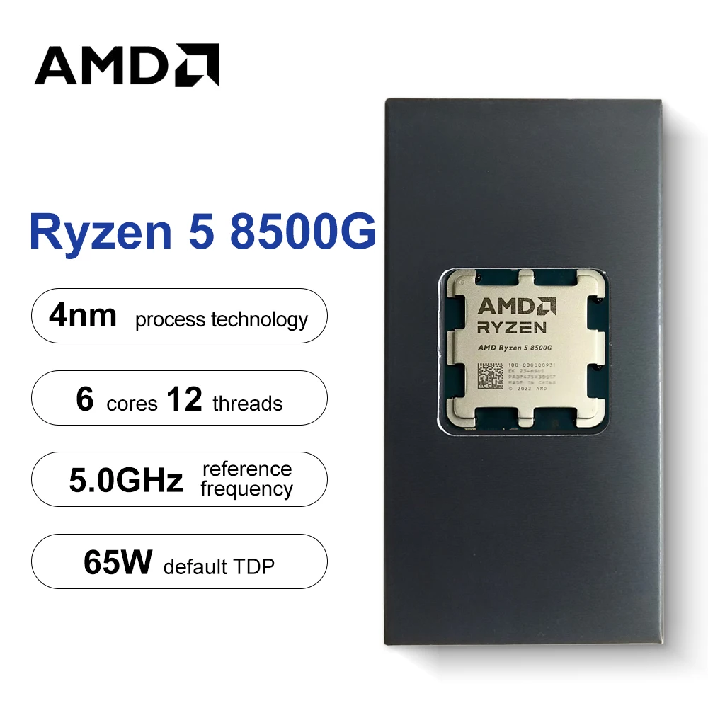 AMD Ryzen 5 8500G New R5 8500G 6-Core 12-Thread 5.0GHz 4NM DDR5 CPU Integrated Graphics Radeon 740M 4CU Socket AM5 but no fan