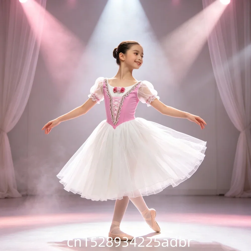 Ballet Simple Girl Giselle Can't Control Her Daughter's Long Gauze Skirt for Adults and Children Performance Competition Dress