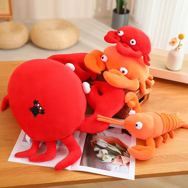 Nice Creative Plush Toy Simulation Lobster Crab Doll Hat Soft Filling Sleeping Pillow Funny Activity Gift For Boys And Girls