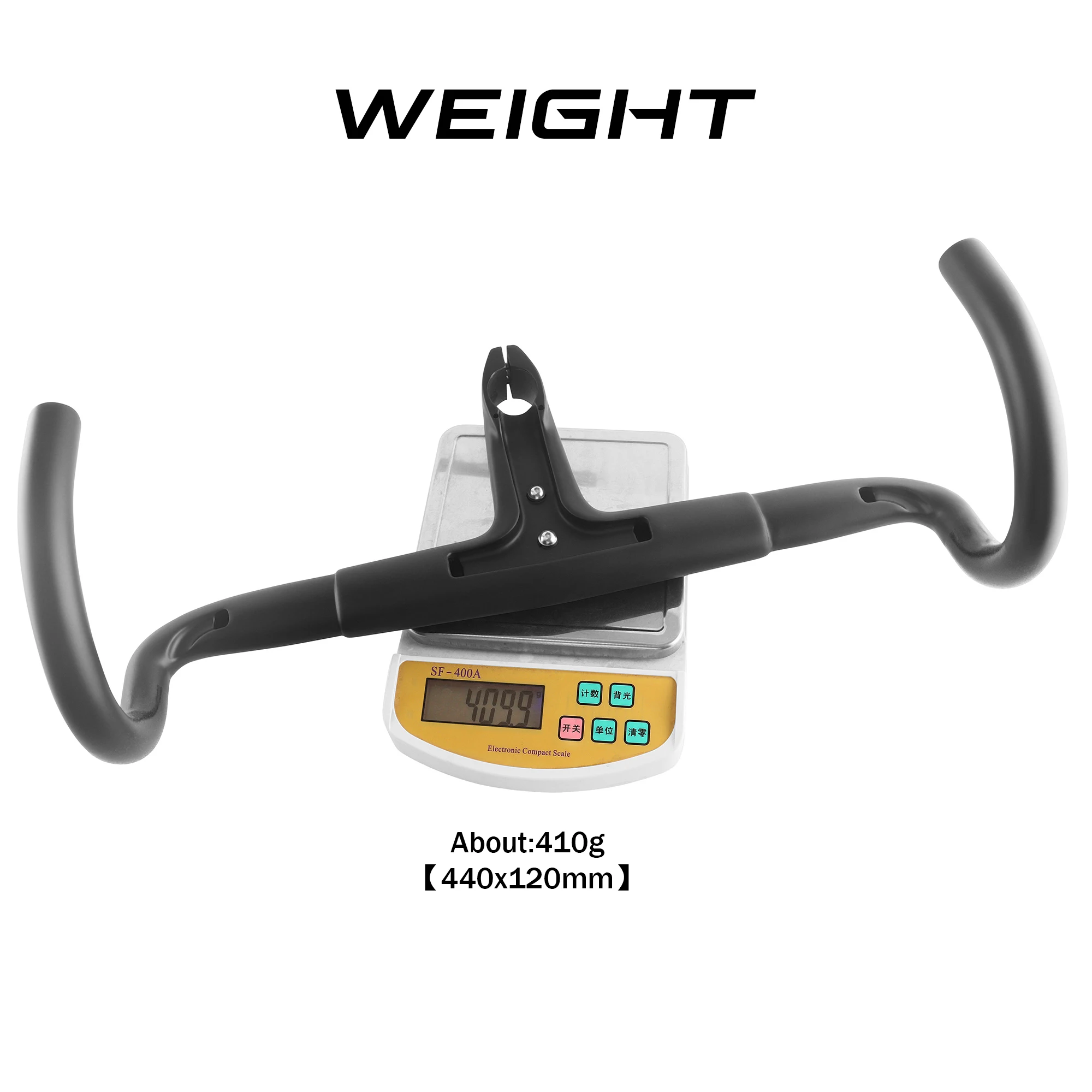 Matte all-carbon handlebars for road bicycles, one-piece curved handlebars, broken windmill handlebars - 17-degree inner routing - Image 6