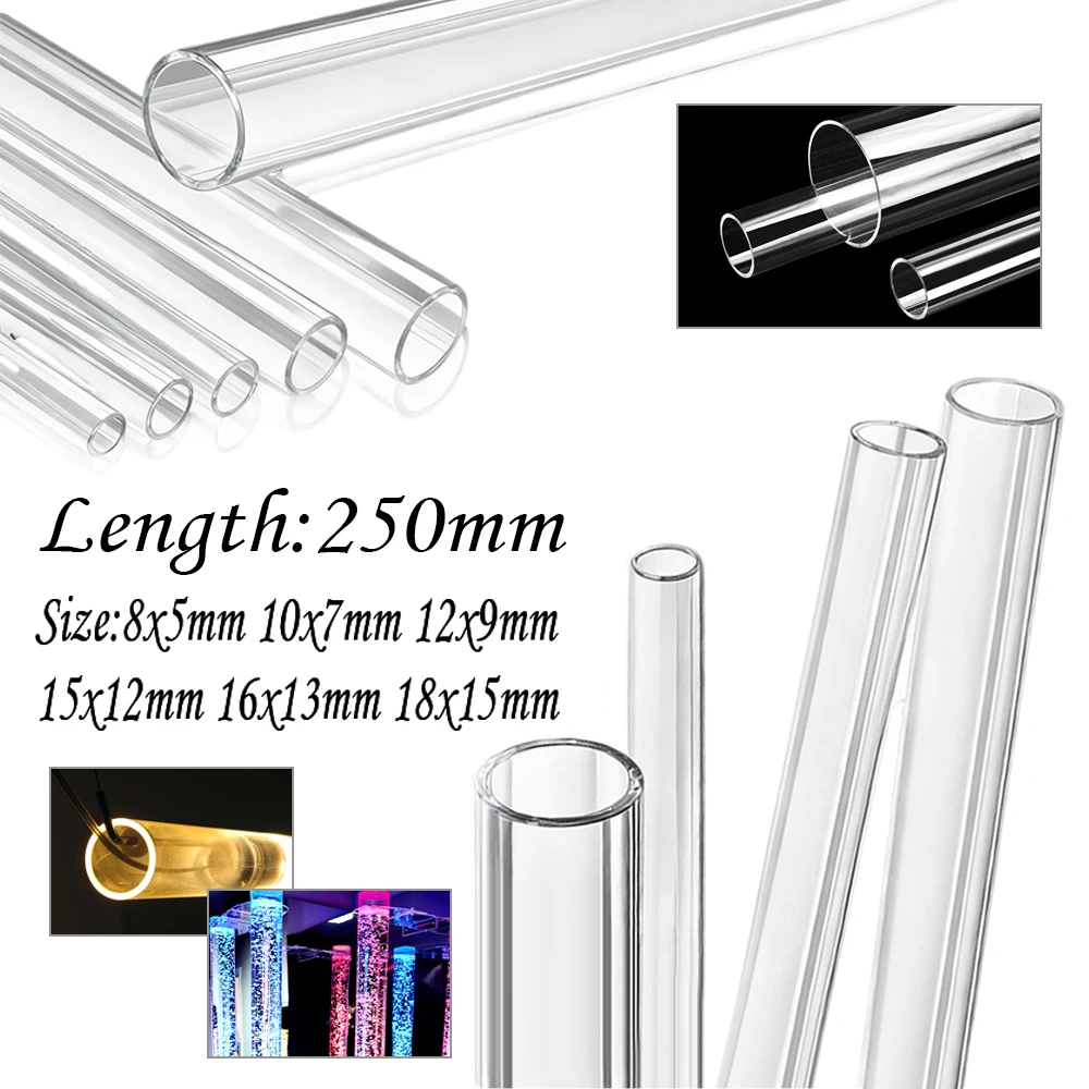 1/1/2/4pcs O.D 8mm-18mm 250mm Long Acrylic Pipes Round Tube Tubing Transparents PMMA Tube Aquarium Accessoires Pipe Fittings