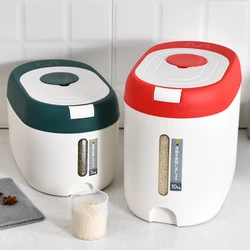 Japanese Simple 5/10kg Large Capacity Sealed Rice Drum Household Moisture-proof Grains Flour Storage Drum with Measuring Cup