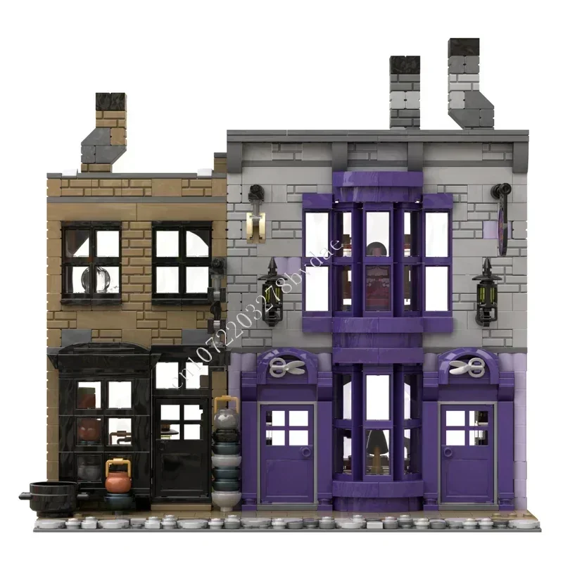 1129 pçs roupões e caldeirão potage loja modular moc criativo vista de rua modelo personalizado quebra-cabeça diy educação montagem brinquedo presentes