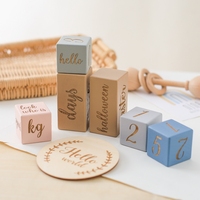 7pcs/set Wooden Baby Block Milestone Baby Birth Month Number Commemorative Milestone Souvenir Newborn Photo Accessories With Box